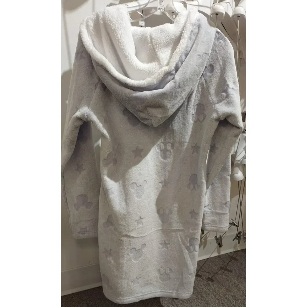 DISNEY Women Mickey Minnie Mouse Cozy Fleece Lounge Dress Hoodie Kangaroo Pocket - Picture 6 of 9